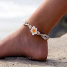Jeweky Boho Flower Anklets White Shell Ankle Bracelets Chain Beach Foot Jewelry for Women and Girls