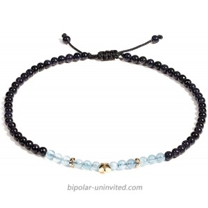 Jewever Aquamarine with Blue Sandstone Anklet Bracelet for Women Good Luck Star Charm Gem Stones Yoga Meditation Healing Crystals