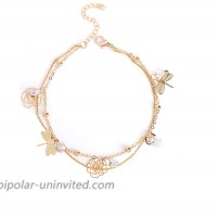 Jovono Anklet Bracelet Beach Foot Dragonfly Dose Jewelry Bells Anklet for Women and Girls Gold