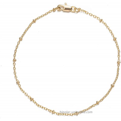 kelistom 14K Gold Plated Satellite Chain Anklet for Women and Teen Girls Thin Beaded Gold Ankle Bracelet for Women 9 10 11 inches 10
