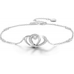 Madeone 925 Sterling Silver 14K Gold Plated Cubic Zirconia CZ Stone Love Heart Anklet Bracelet Adjustable Foot Ankle Jewelry for Women with Box Packing Love Silver-1