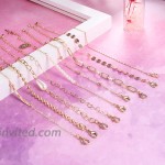 Magitaco 16Pcs Bracelets for Women Gold Chain Evil Eye Bracelets Charm Beaded Pearl Layered Bracelet for Women Jewelry Gold Tone