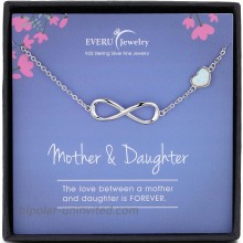 Mother Daughter Anklet Bracelet 925 Sterling Silver Infinity Heart Symbol Charm Ankle with Heart Created Opal Mothers Day Jewelry Birthday Gift -