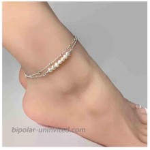 Olbye Pearl Anklet Bracelet Silver Layering Ankle Bracelet for Women and Girls Beach Wedding Foot Jewelry