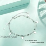 Oval Layered Anklet 925 Sterling Silver for Women Girls Adjustable Beads Ankle Bracelet Boho Beach Foot Chain 9+1.5 Inch Charm Jewelry Best Birthday Gifts