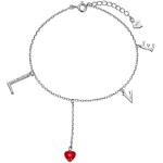 POTOPYY Love Heart Anklet S925 Sterling Silver Charm Anklet Bracelet Gift for Women Mother Wife