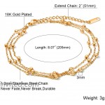 QJLE 18K Gold Plated Ankle Bracelets for women girls Boho Cute Beads Layered Foot Chain Adjustable Beach Dainty Anklet