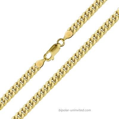Real 10k Yellow Gold Hollow Miami Cuban Link Anklet Beach Bracelet 3.5mm 10 Inch for Women