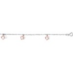 Ritastephens 14k White Rose Gold Fancy Heart Dangle Anklet Ankle Bracelet 10 Inches Chain Necklaces