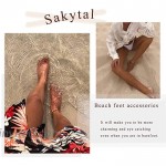 Sakytal Boho Anklets Vintage Turquoise Ankle Bracelets Feather Beach Foot Jewelry Adjustable for Women and Girls Silver