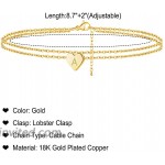 TinyName Heart Initial Ankle Bracelets for Women 18K Gold Plated Layered Initial Anklets for Women Summer Beach Jewelry Gifts