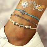 Unicra Boho Turtle Layered Anklet Silver Dolphin Foot Chain Beach Jewelry Ankle for Women and Girls A-Turtle & Dolphin