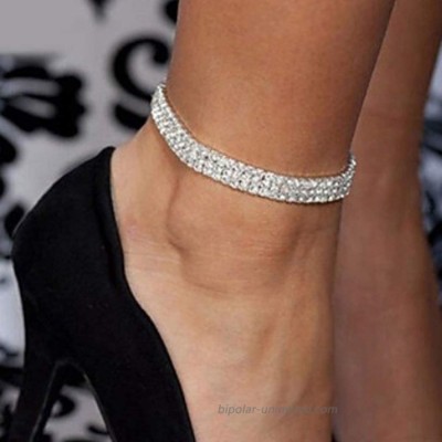Victray Crystal Ankle Bracelets Silver Foot Chains Fashion Barefoot Anklets Foot Jewelry for Women and Girls