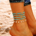 Yalice Boho Turquoise Anklets Gold Shell Ankle Bracelet Beaded Layered Foot Chain for Women and Girls