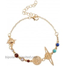 YOOE Eight Planets Universe Bracelet Anklet. Adjustable Gold Plate Chain Galaxy Space Bracelet Solar System Space Women Girls Jewelry anklet