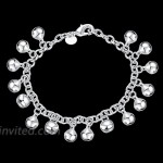 Zhiwen Fashion 925 Sterling Silver Plated Bracelet Jingle Adjustable Bells Chain Bracelet Anklet for Women Girls Gift
