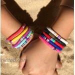 10 Pcs Friendship Bracelets Vsco Boho Beaded Bracelet for Women Surfer Bracelets Polymer Clay Rainbow Bracelet Elastic Rope Heishi Bracelet Set Summer Beach Jewelry