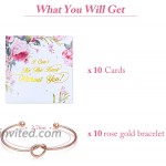 10 Pieces Bridesmaid Bracelet Knot Cuff Bangle with I Can't Tie The Knot Without You Bridesmaid Cards Rose Gold