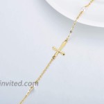 14k Gold Cross Bracelet for Women Real Pearl Religious Bracelet Confirmation Gifts for Her 6.3+1+1