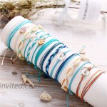 16 Pieces Wave Rope Bracelet Set Handmade Waterproof Wax Coated Adjustable Woven Shell Strand Bracelet for Women