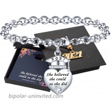 2021 Graduation Gifts Charm Bracelets Quote Inspirational She Believed She Could So She Did Graduation Bracelets College Graduation Gifts for Her 2021 High School Friendship Gifts for Women Friends