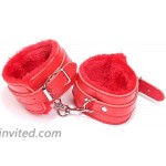 2021 New Fluffy Wrist Leather Handcuffs Bracelet Soft Plush Lining Wrist Handcuffs Bracelet Leg Cuffs Role Play Exercise Bands Leash Detachable for Home Yoga Gyms Party Cosplay JewelryRed A