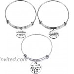 3-Pack Engraved Message Inspirational Words Bracelets Set Adjustable Stainless Steel Motivational Bangle Bracelet Gifts