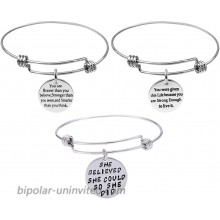 3-Pack Engraved Message Inspirational Words Bracelets Set Adjustable Stainless Steel Motivational Bangle Bracelet Gifts