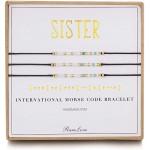 3 Pieces Sisters Morse Code Bracelet Friendship Birthday Best Friends Gift For 3 Women Girls Blue White Tiny Pony Seed Beads Black String Bracelets