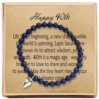 40th Birthday Gifts for Women Turning 40 – Bead Bracelet with Message Card & Gift Box - Fortieth