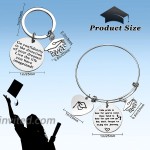 6 Pieces Class of 2021 Graduation Keychain Bangle Inspirational Round Heart Cap Pendent Keychain Bracelet Graduation Gift for Him or Her Graduate with 1 Pink Gift Box