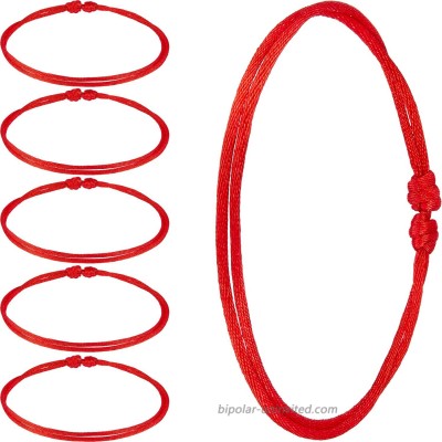 6 Pieces Red Bracelet Red Cord Bracelet Adjustable Kabbalah Red Knot String Bracelet Amulet for Protection Evil Eye and Good Luck Classic Style