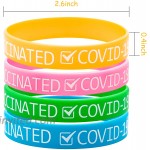 6sisc 48Pcs Vaccinated Silicone Wristbands VACCINATED Covid-19 Bracelets for Vaccination Identification Support for Science Doctor Vaccinated Against Covid 19 Waterproof Comfortable 4 Colors