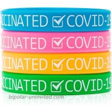 6sisc 48Pcs Vaccinated Silicone Wristbands VACCINATED Covid-19 Bracelets for Vaccination Identification Support for Science Doctor Vaccinated Against Covid 19 Waterproof Comfortable 4 Colors