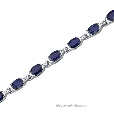 8.00 Carats Created Sapphire Bracelet Sterling Silver Oval Shape Peora