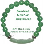 8MM Healing Stone Bracelets Natural Gemstone Charm Stretch Bracelet Beads Chakra Crystal Energy Heart Charm Bracelet Handmade Jewelry for WomenJade