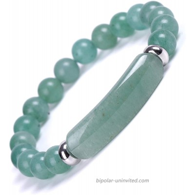 8MM Healing Stone Bracelets Natural Gemstone Charm Stretch Bracelet Beads Chakra Crystal Energy Heart Charm Bracelet Handmade Jewelry for WomenJade