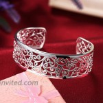 925 Sterling Silver Hollow Cuff bracelets for Women