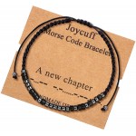 A New Chapter Graduation Morse Code Bracelets for Women Men Mothers Day Birthday Christmas Gifts Jewelry Cord Wrap Bracelet with Black Hematite Beads