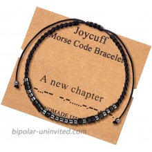 A New Chapter Graduation Morse Code Bracelets for Women Men Mothers Day Birthday Christmas Gifts Jewelry Cord Wrap Bracelet with Black Hematite Beads