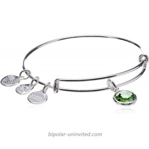Alex and Ani Women's Swarovski Color Code Bangle August Peridot Bracelet Shiny Silver Expandable