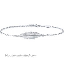 AmorAime Silver Bracelet for Women Lucky Simple Feather Bracelet Love 925 Sterling Silver Adjustable Jewelry for Girls for Birthday or Mothers Day