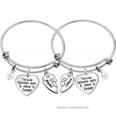 Aunt Niece Bracelets Heart Pearl Charms Bangles Jewelry Gifts The Love Between An Aunt and Niece Is Forever