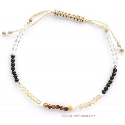 Balipura Aura Bracelet - '' Protection'' 2mm Natural Healing Gemstones & Crystals for Women - Black Tourmaline Citrine & Quartz - 925 Silver Beads - Handmade in Bali - Blessed by a Balinese Priest