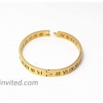 Baoli Zircon Jewelry Roman Numerals Bangle Bracelet for Women Yellow Gold