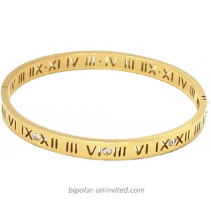 Baoli Zircon Jewelry Roman Numerals Bangle Bracelet for Women Yellow Gold