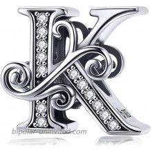 BETTY&SARAH 925 Sterling Silver Letter K Charms for Pandora Bracelets Alphabet Initial Beads Jewelry Gift for Women