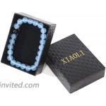 Black Matte Agate & Turquoise His and Hers Bracelets 8mm Sandstone Couple Bracelet Distance Bracelets XIAOLI Sky blue 2PCS Set