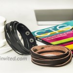 Chic Exquise Designs Handmade Genuine Vintage Leather Wrist Cuff Wrap Bracelet Adjustable C 2 Pcs Set Brown and Black