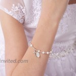 Children's Sterling Silver Communion Rosary Bracelet with White Cultured Pearl and Crystal 6-6.5